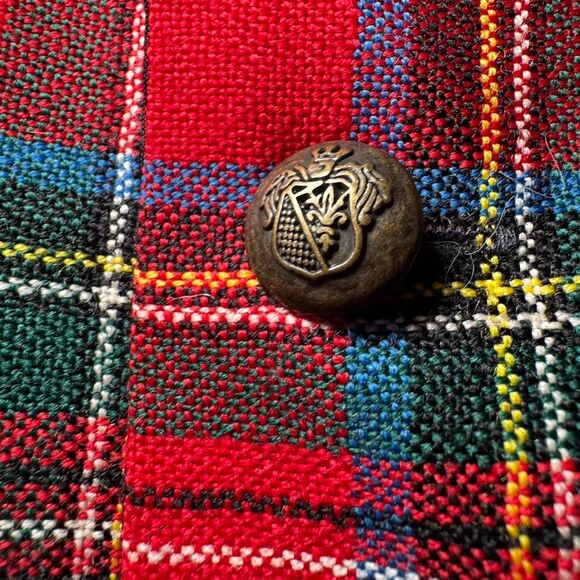 Ingles Buchan 100% Wool Tartan Vest Red Plaid Scotland Made Size 46 Waistcoat - Picture 4 of 5